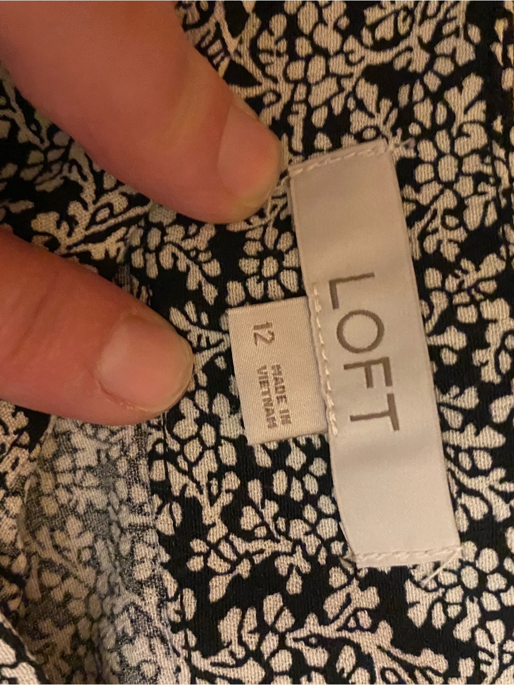 LOFT Black and White Floral Print Blouse